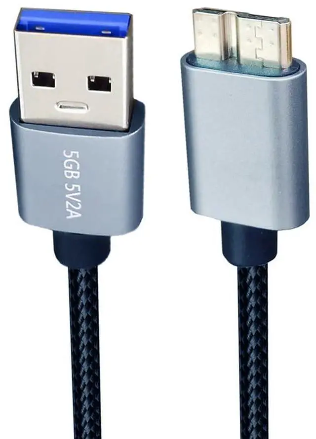 Main image of xiwai USB to USB Cable 0.98ft, USB 3.0 Type-A Male to Micro B Male 5Gbps Data Cord Silver Compatible for Disk SSD Camera