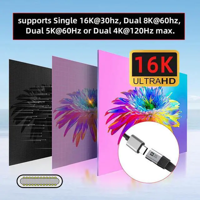 Alt view image 5 of 7 - xiwai 20cm Right Angled 90 Degree USB5.0 80Gbps Male to Female Slim Flat FPC Extension Cable 240W 16K 8K 60Hz 5K Compatible with Thunderbolt3/4/5 40Gbps USB4.0