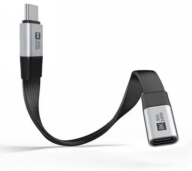 Main image of xiwai 20cm Slim Flat FPC USB5.0 80Gbps Male to Female Extension Cable 240W 16K 8K 60Hz 5K Compatible with Thunderbolt3/4/5 40Gbps USB4.0
