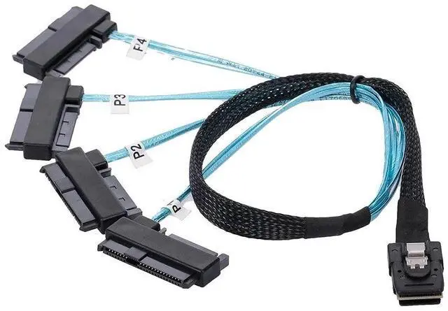 Main image of xiwai Internal 36 Pin Mini SAS SFF-8087 Host to 4 SFF-8482 Target SAS Hard Disk and SATA Power Cable 100cm