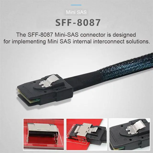 Alt view image 3 of 7 - xiwai Internal 36 Pin Mini SAS SFF-8087 Host to 4 SFF-8482 Target SAS Hard Disk and SATA Power Cable 100cm
