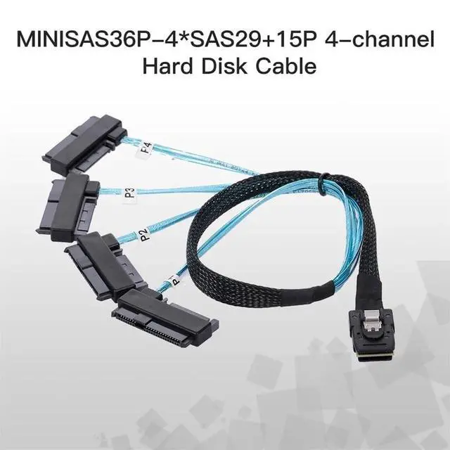 Alt view image 7 of 7 - xiwai Internal 36 Pin Mini SAS SFF-8087 Host to 4 SFF-8482 Target SAS Hard Disk and SATA Power Cable 100cm