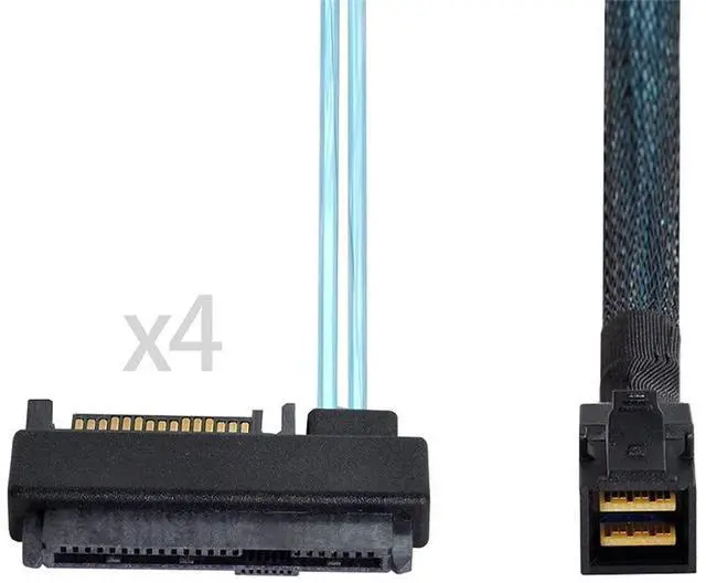 Alt view image 2 of 7 - xiwai Internal Mini SAS SFF-8643 Host to 4 SAS 29Pin SFF-8482 Target Disk 6Gbps Data Server Raid Cable