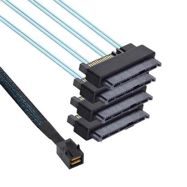 Alt view image 3 of 7 - xiwai Internal Mini SAS SFF-8643 Host to 4 SAS 29Pin SFF-8482 Target Disk 6Gbps Data Server Raid Cable