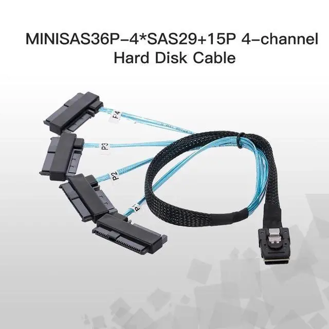 Alt view image 5 of 7 - xiwai Internal 36 Pin Mini SAS SFF-8087 Host to 4 SFF-8482 Target SAS Hard Disk and SATA Power Cable 50cm
