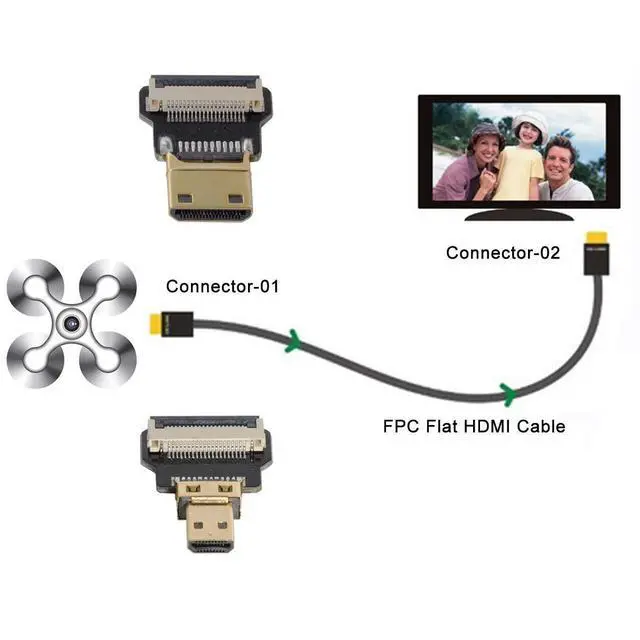 Alt view image 6 of 7 - xiwai CYFPV Mini HDMI Male to Micro HDMI Male Extension FPC Flat Cable 1080P for FPV HDTV Multicopter Aerial Photography (0.2M)