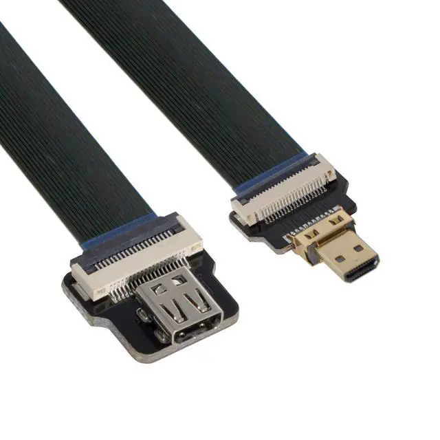Alt view image 2 of 7 - xiwai CYFPV Micro HDMI Male to Micro HDMI Female Extension FPC Flat Cable 1080P for FPV HDTV Multicopter Aerial Photography (10CM)