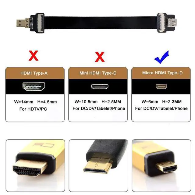 Alt view image 6 of 7 - xiwai CYFPV Micro HDMI Male to Micro HDMI Female Extension FPC Flat Cable 1080P for FPV HDTV Multicopter Aerial Photography (10CM)