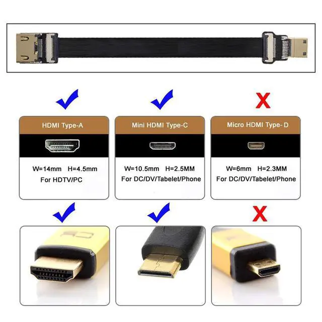 Alt view image 6 of 7 - xiwai CYFPV HDMI Female to Mini HDMI Male Extension FPC Flat Cable 0.5m | 1080P for FPV HDTV Multicopter Aerial Photography