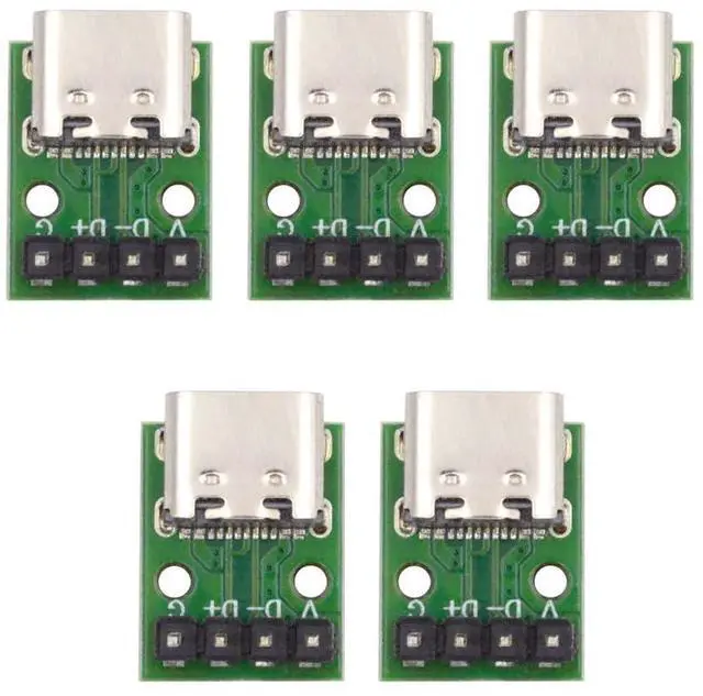 Main image of xiwai 5pcs/Set DIY OEM Type C Female Plug Socket Connector to 4Pin Pitch=2.54mm Contact Header Vertical USB2.0 Pinout Test Board DC 5V Power Receptacle Adapter Solder