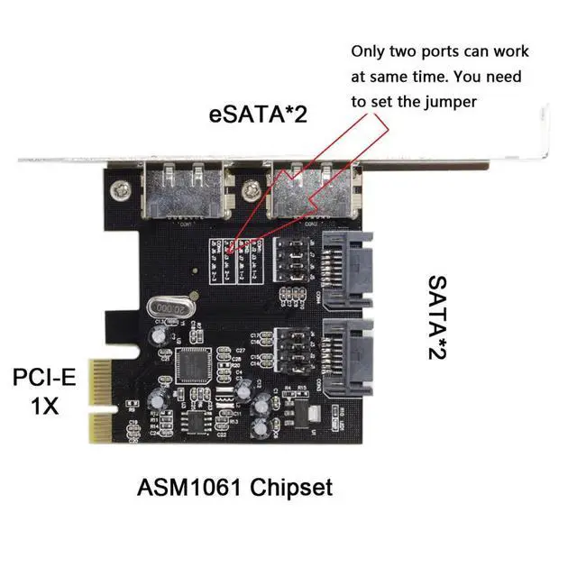 Alt view image 3 of 7 - JSER PCI-E to 4 Ports SATA 3.0 ESATA PCIE SATA3 6Gbps Expansion Card PCI-E Adapter PCI Express