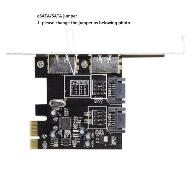 Alt view image 4 of 7 - JSER PCI-E to 4 Ports SATA 3.0 ESATA PCIE SATA3 6Gbps Expansion Card PCI-E Adapter PCI Express