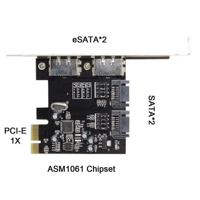 Alt view image 5 of 7 - JSER PCI-E to 4 Ports SATA 3.0 ESATA PCIE SATA3 6Gbps Expansion Card PCI-E Adapter PCI Express