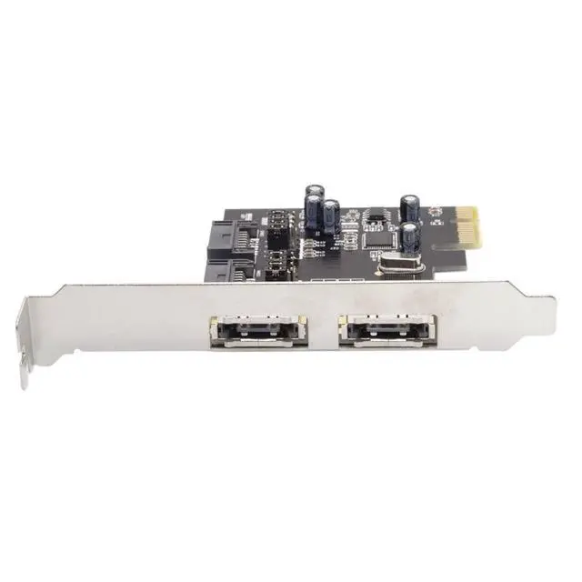 Alt view image 7 of 7 - JSER PCI-E to 4 Ports SATA 3.0 ESATA PCIE SATA3 6Gbps Expansion Card PCI-E Adapter PCI Express