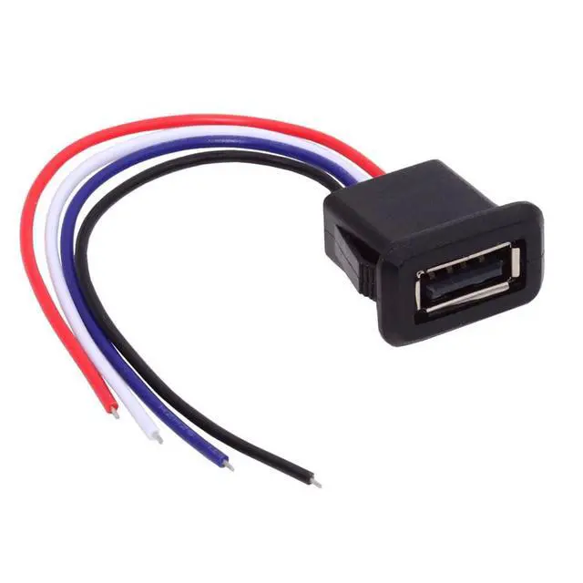 Alt view image 7 of 7 - xiwai 2pcs/Set 24AWG USB 2.0 Pigtail Cable Type A Female Socket to 4Pin Open Cord Latch Mount Type DC 5V Power Data for DIY OEM Repair