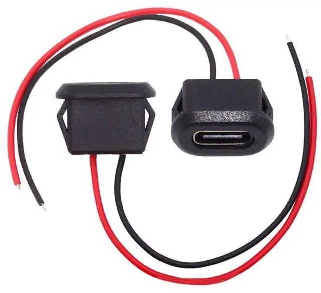 Main image of xiwai 2pcs/Set USB 2.0 Type C Female Latch Mount Type Socket to 2Pin Pigtail Cable Open Cord DC 5V Power Data for DIY OEM Repair