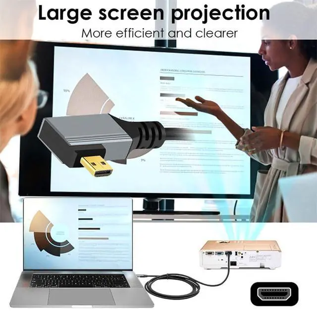 Alt view image 5 of 7 - xiwai 90 Degree Left Angled Coiled Micro HDMI 2.1 Male Type-D to HDMI Male 8K 60hz Stretch Cable 100cm for Laptop Monitor HDTV Camera
