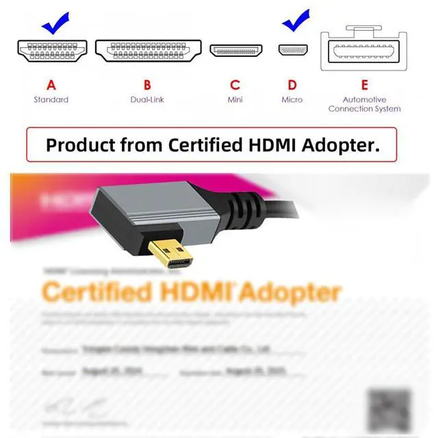 Alt view image 6 of 7 - xiwai 90 Degree Left Angled Coiled Micro HDMI 2.1 Male Type-D to HDMI Male 8K 60hz Stretch Cable 100cm for Laptop Monitor HDTV Camera