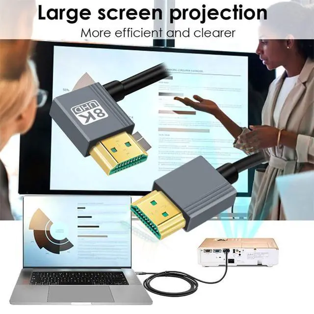 Alt view image 2 of 7 - xiwai Right Angled HDMI 2.1 Male to HDMI Male Stretch Coiled Cable 90 Degree 8K 60hz 100cm for Monitor HDTV Computer Laptop