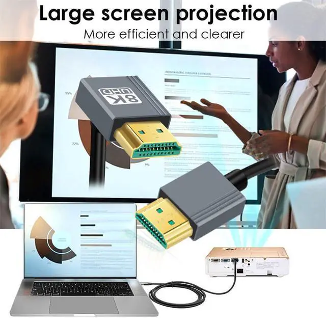 Alt view image 4 of 7 - xiwai Up Angled HDMI 2.1 Male to HDMI Male Stretch Coiled Cable 90 Degree 8K 60hz 100cm for Monitor HDTV Computer Laptop