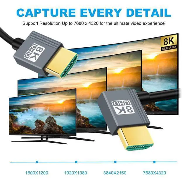Alt view image 3 of 7 - xiwai Left Angled HDMI 2.1 Male to HDMI Male Stretch Coiled Cable 90 Degree 8K 60hz 100cm for Monitor HDTV Computer Laptop
