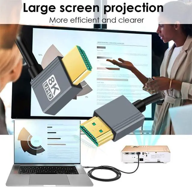 Alt view image 4 of 7 - xiwai Left Angled HDMI 2.1 Male to HDMI Male Stretch Coiled Cable 90 Degree 8K 60hz 100cm for Monitor HDTV Computer Laptop