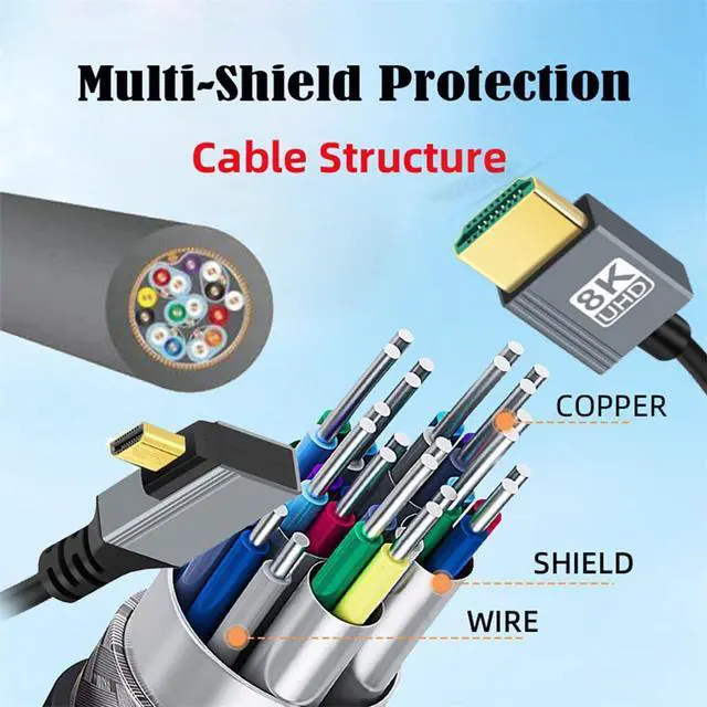 Alt view image 6 of 7 - xiwai 90 Degree Right Angled Coiled Micro HDMI 2.1 Male Type-D to HDMI Male 8K 60hz Stretch Cable 100cm for Laptop Monitor HDTV Camera