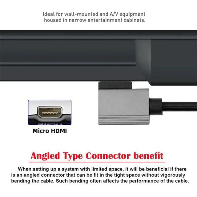 Alt view image 7 of 7 - xiwai 90 Degree Right Angled Coiled Micro HDMI 2.1 Male Type-D to HDMI Male 8K 60hz Stretch Cable 100cm for Laptop Monitor HDTV Camera