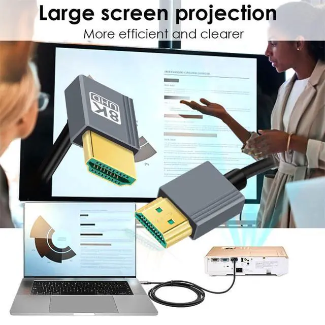 Alt view image 4 of 7 - xiwai Down Angled HDMI 2.1 Male to HDMI Male Stretch Coiled Cable 90 Degree 8K 60hz 100cm for Monitor HDTV Computer Laptop