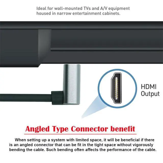 Alt view image 7 of 7 - xiwai Down Angled HDMI 2.1 Male to HDMI Male Stretch Coiled Cable 90 Degree 8K 60hz 100cm for Monitor HDTV Computer Laptop