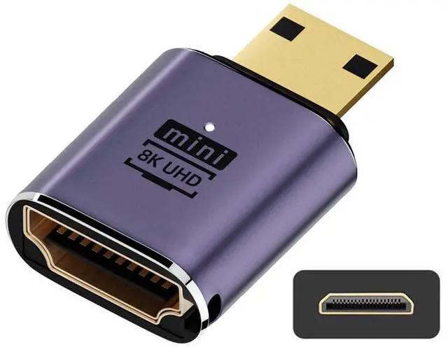 Main image of xiwai 8K Mini HDMI Male to HDMI 2.1 Female UHD Extension Gold Converter Adapter Support 8K 60hz HDTV