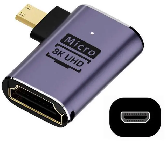 Main image of xiwai 8K Right Angled Micro HDMI Male to HDMI 2.1 Female UHD Extension Gold Converter Adapter Support 8K 60hz HDTV