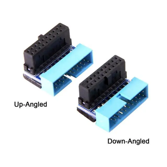 Alt view image 2 of 7 - xiwai 1set USB 3.0 Male to Female 20Pin 19Pin Extension Adapter Down & Up Angled 90 Degree for Mainboard Motherboard