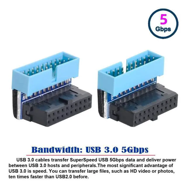 Alt view image 4 of 7 - xiwai 1set USB 3.0 Male to Female 20Pin 19Pin Extension Adapter Down & Up Angled 90 Degree for Mainboard Motherboard