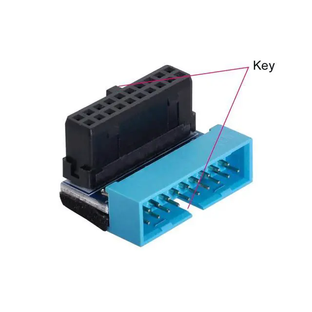 Alt view image 6 of 7 - xiwai 1set USB 3.0 Male to Female 20Pin 19Pin Extension Adapter Down & Up Angled 90 Degree for Mainboard Motherboard