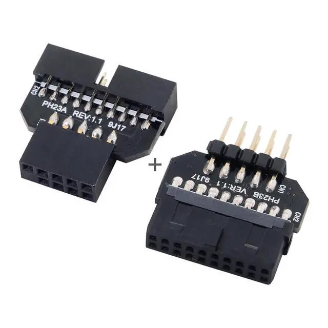 Alt view image 4 of 5 - xiwai Reversible USB 2.0 9Pin Housing to Motherboard USB 3.0 20pin Header Female Adapter