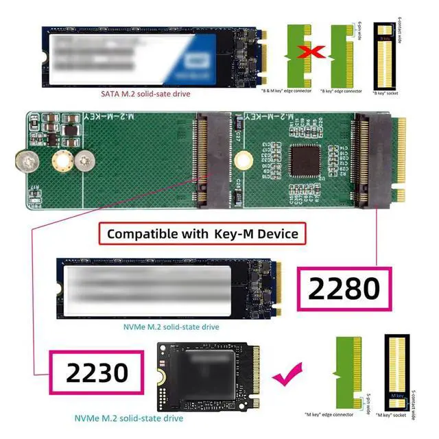 Alt view image 3 of 7 - xiwai NGFF NVME Riser Card M-Key to Dual Ports Key-M M.2 NGFF NVME SSD Adapter PCIE Packet Switch Compatible with NAS Industrial Control Motherboard