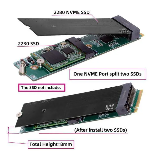 Alt view image 6 of 7 - xiwai NGFF NVME Riser Card M-Key to Dual Ports Key-M M.2 NGFF NVME SSD Adapter PCIE Packet Switch Compatible with NAS Industrial Control Motherboard