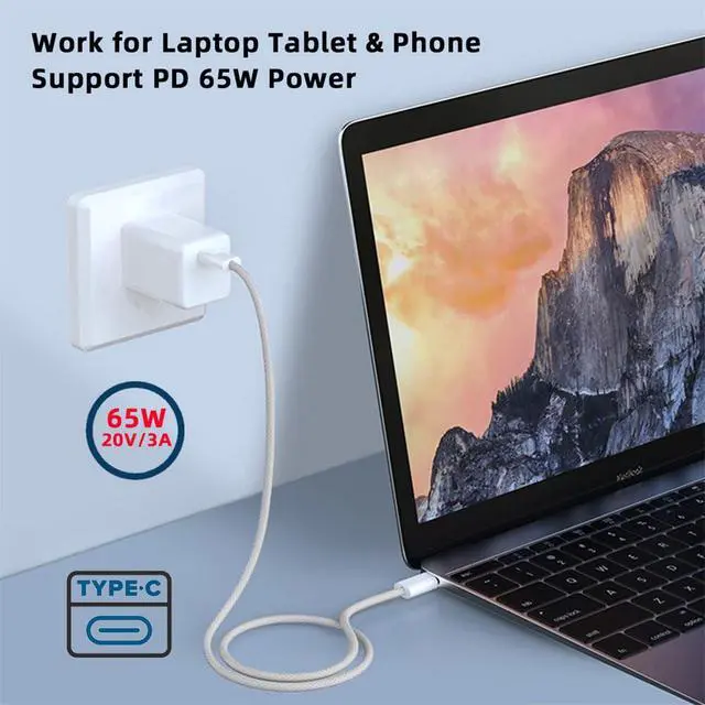 Alt view image 4 of 7 - xiwai 27W 65W Power USB-C Cable 480Mbps Data Cable Type C Fast Charging for Phone & Tablet & Laptop, 3m White Sleeve