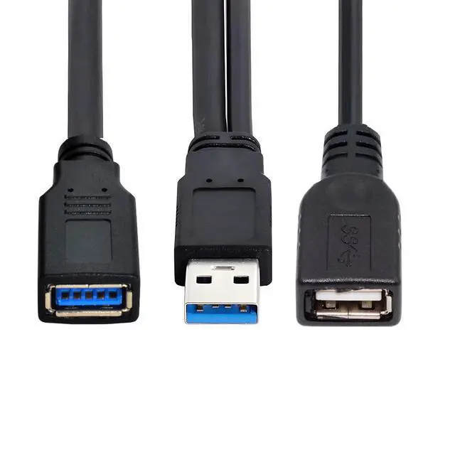Alt view image 3 of 7 - xiwai Dual Type-A USB3.0 Female to Type-A USB3.0 Male Extra Power Data Cable Compatible with Disk Drive SSD Printer Scanner (20cm)