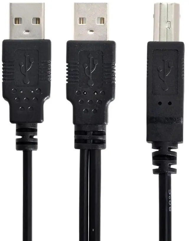 Main image of xiwai Dual Type-A USB2.0 Male to Type-B USB Male Extra Power Data Cable Compatible with Disk Drive SSD Printer Scanner (60cm)