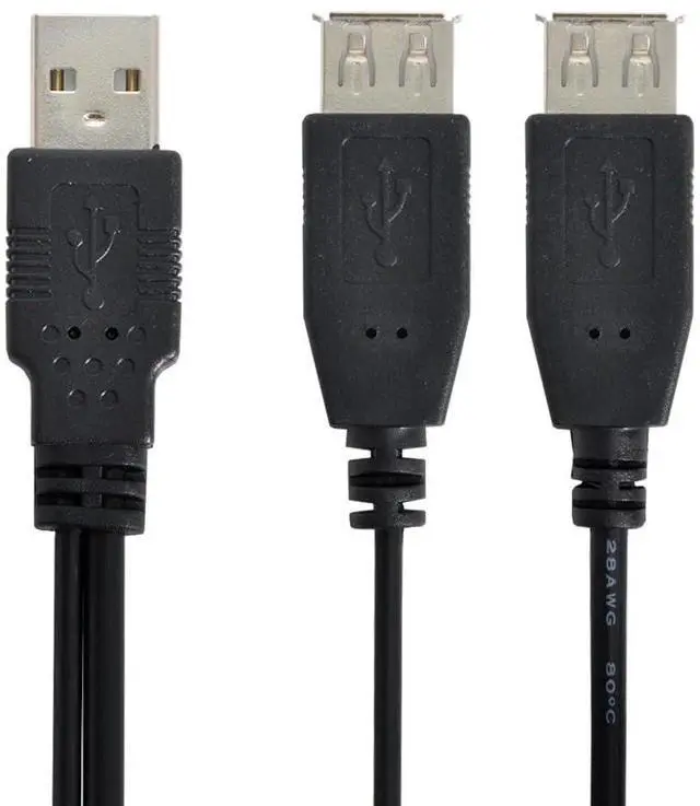 Main image of xiwai Dual Type-A USB2.0 Female to Type-A USB Male Extra Power Data Cable Compatible with Disk Drive SSD Printer Scanner (20cm)