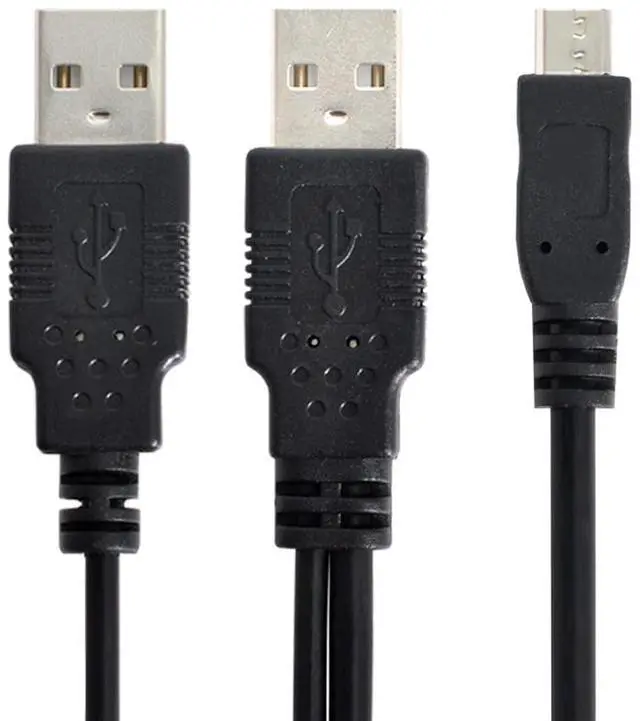 Main image of xiwai Dual Type-A USB2.0 Male to Micro USB 5-Pin Male Extra Power Data Cable Compatible with Disk Drive SSD Camera MP4 (60cm)