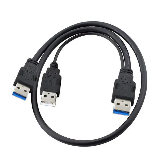 Alt view image 5 of 7 - xiwai Dual Type-A USB3.0 Male to Type-A USB3.0 Male Extra Power Data Cable Compatible with Disk Drive SSD Printer Scanner (60cm)