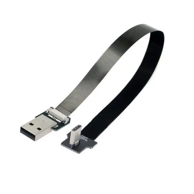 Alt view image 3 of 7 - xiwai 0.2M Right Angled USB 2.0 Type-A Male to USB-C Type-C Male Data Flat Slim FPC Cable for FPV & Disk & Phone