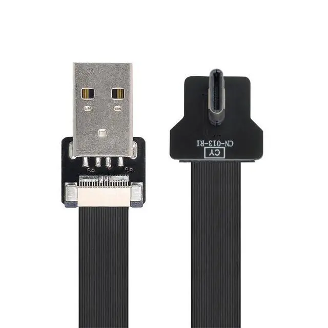 Alt view image 5 of 7 - xiwai 0.2M Right Angled USB 2.0 Type-A Male to USB-C Type-C Male Data Flat Slim FPC Cable for FPV & Disk & Phone
