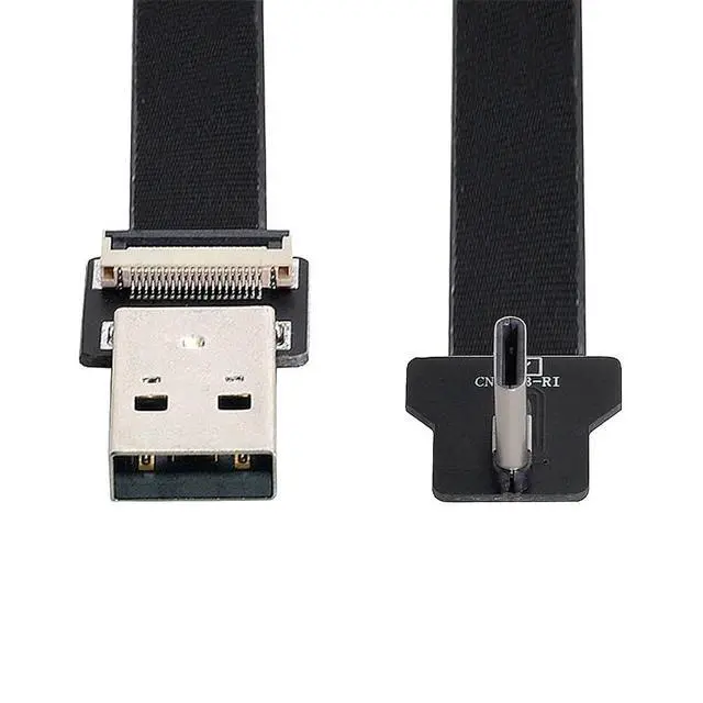 Alt view image 2 of 7 - xiwai USB 2.0 Type-A Male to Right Angled USB-C Type-C Male Data Flat Slim FPC Cable for FPV & Disk & Phone 2.0M/6.56ft