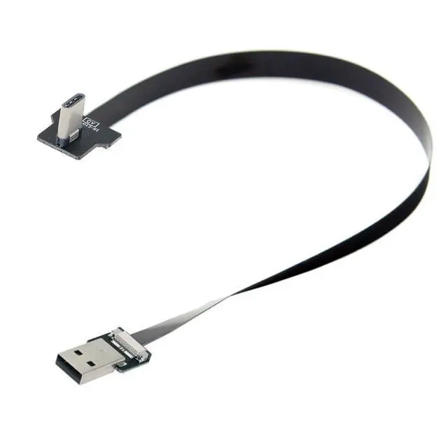 Alt view image 6 of 7 - xiwai USB 2.0 Type-A Male to Right Angled USB-C Type-C Male Data Flat Slim FPC Cable for FPV & Disk & Phone 2.0M/6.56ft