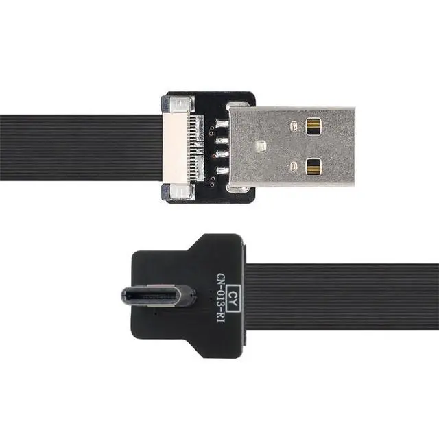 Alt view image 5 of 7 - xiwai 1.0M Right Angled USB 2.0 Type-A Male to USB-C Type-C Male Data Flat Slim FPC Cable for FPV & Disk & Phone