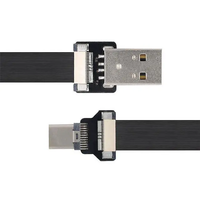 Alt view image 3 of 7 - xiwai 2.0M USB 2.0 Type-A Male to USB-C Type-C Male Data Flat Slim FPC Cable for FPV & Disk & Phone